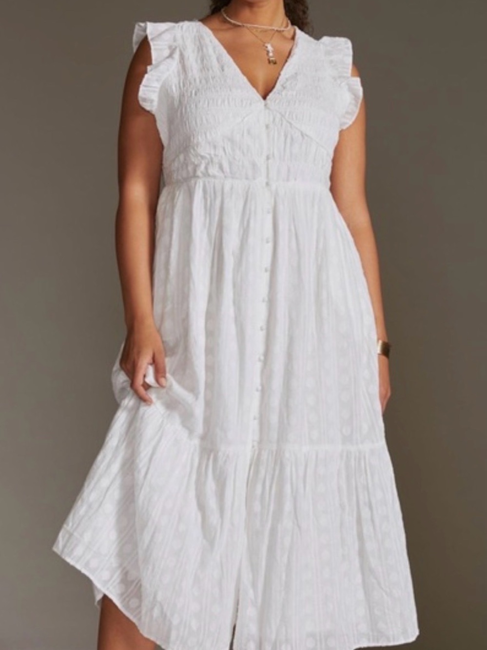 Anthropologie Peregrine white midi dress